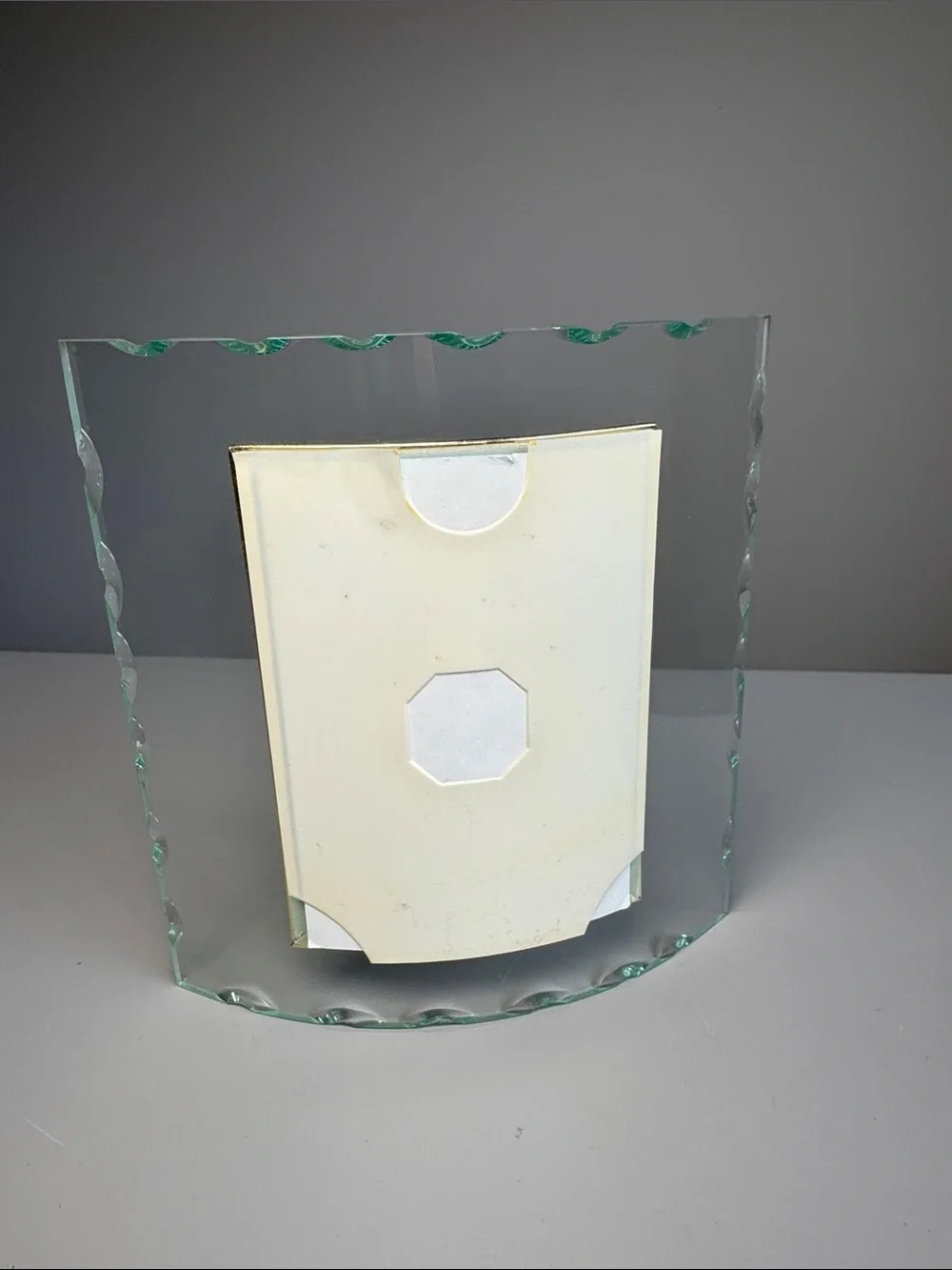Vintage Curved Glass Photo Frame scalloped Edges Gold Color Trim Fits 3.5”x5”
